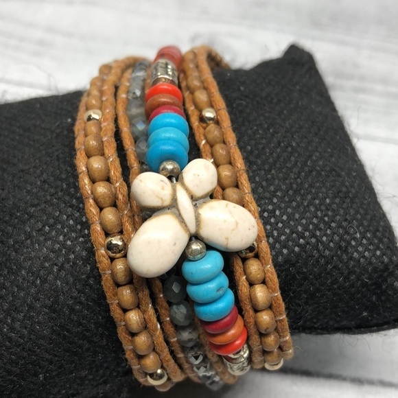BUNDLE 2 artisan made southwestern boho festival style bracelets layered look. - Picture 2 of 6